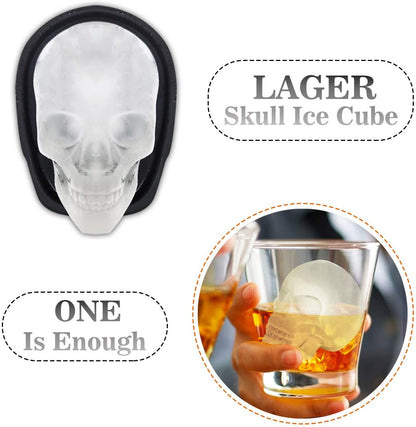 Extra Large 3D Skull Ice Cube Mold - Silicone Ice Molds for Whiskey with Funnel for Big Mouth Cup - Ice Maker with Resin Chocolate Sugar Mold for Parties (1 Pcs)
